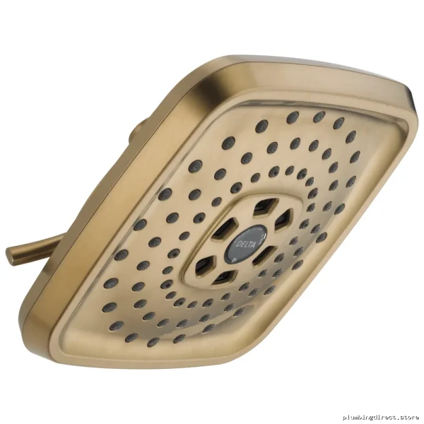 Delta Champagne Bronze 52690-CZ Shower Head - 3-Setting Square Raincan H2Okinetic