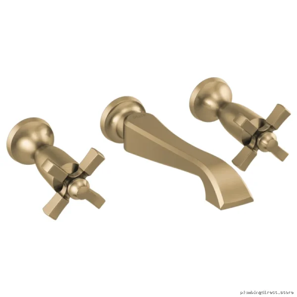 Delta Champagne Bronze Wall Mount Bathroom Faucet with Cross Handles T3557LF-CZWL