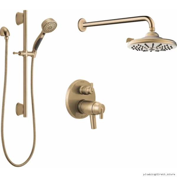Delta Champagne Bronze Round Shower Kit with Stops 17T Series DF-KIT26-THRCZ-WS