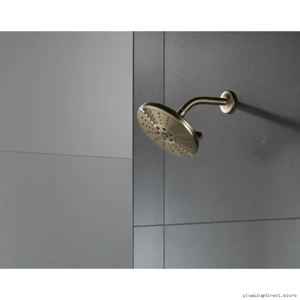 Delta Champagne Bronze Rain Shower Head with 3 H2Okinetic Spray Settings