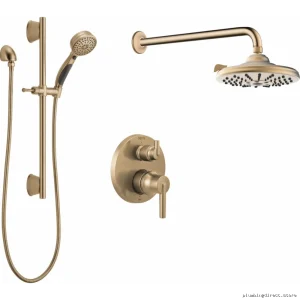 Delta Champagne Bronze 14 Series Round Shower Kit with Stops DF-KIT24-PBRCZ-WS