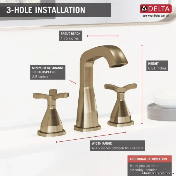Delta Champagne Bronze Widespread Bathroom Faucet - Stryke Collection - Image 2