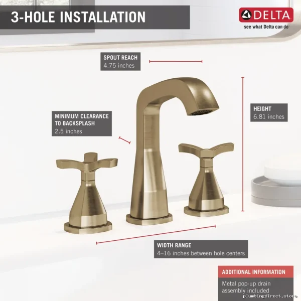 Delta Champagne Bronze Widespread Bathroom Faucet - Stryke Collection - Image 3