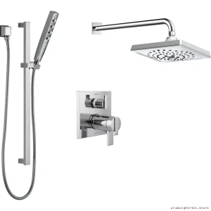 Delta Chrome 17T Square Shower Kit with Stops DF-KIT25-THS-WS
