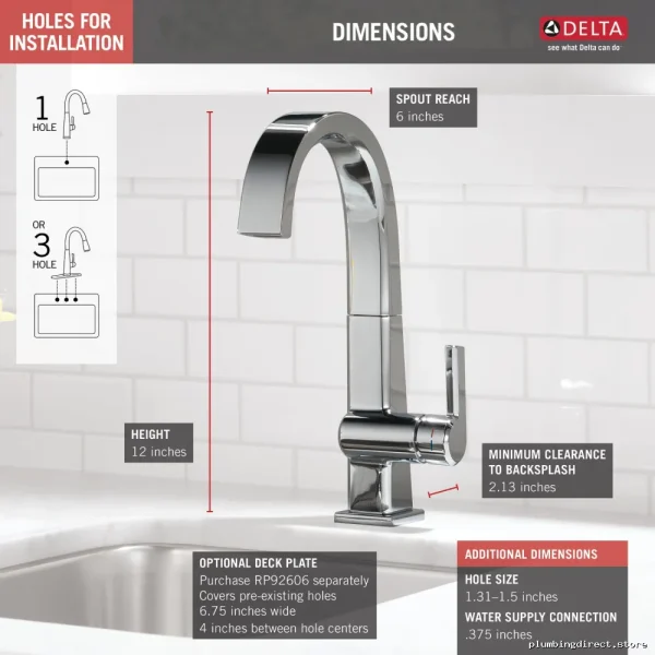 Delta Chrome 1993LF Pivotal Bar/Prep Faucet - Durable & Stylish Kitchen Choice - Image 3