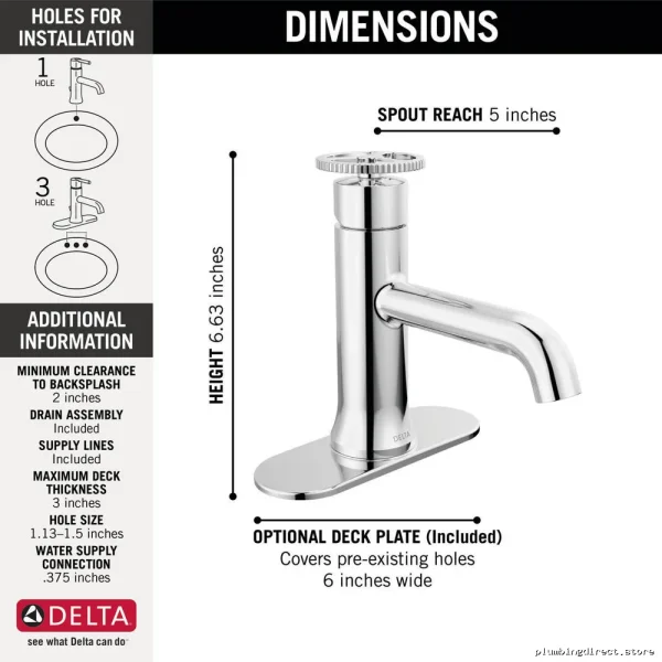 Delta Chrome Trinsic Bathroom Sink Faucet with Pop-Up Drain Assembly - Image 4