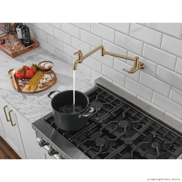 Delta Chrome Bronze Kitchen Pot Filler with Pull-Down Spray