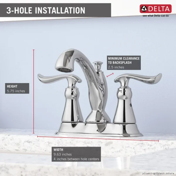 Delta Chrome Centerset Bathroom Faucet - Linden Collection Easy Install - Image 2