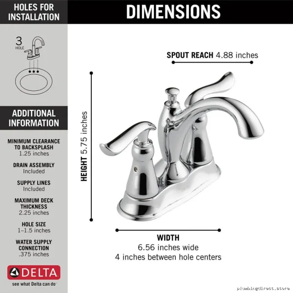 Delta Chrome Centerset Bathroom Faucet - Linden Collection Easy Install - Image 4