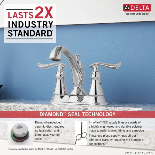 Delta Chrome Centerset Bathroom Faucet - Linden Collection Easy Install