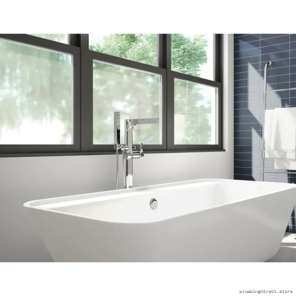 Delta Chrome Floor Mount Freestanding Tub Filler Trim with Hand Shower - T4774-FL - Image 2