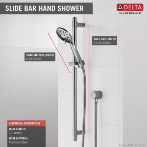 Delta Chrome 4-Setting Slide-Bar Hand Shower with Easy Adjust Features