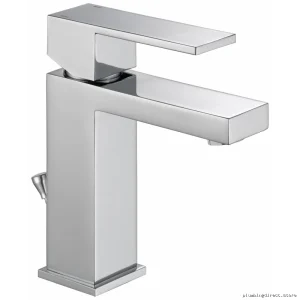 Delta Chrome Low-Flow Modern Bathroom Faucet - Single Hole Angled Spout