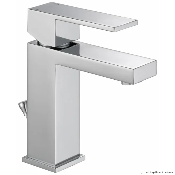 Delta Chrome Low-Flow Modern Bathroom Faucet - Single Hole Angled Spout