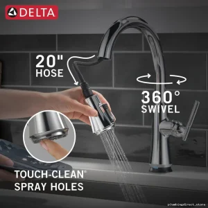 Delta Chrome Pull-Down Kitchen Faucet with Touch ShieldSpray 9179T-DST