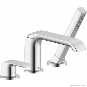 Delta Chrome Roman Tub Faucet with Hand Shower Kit T3763
