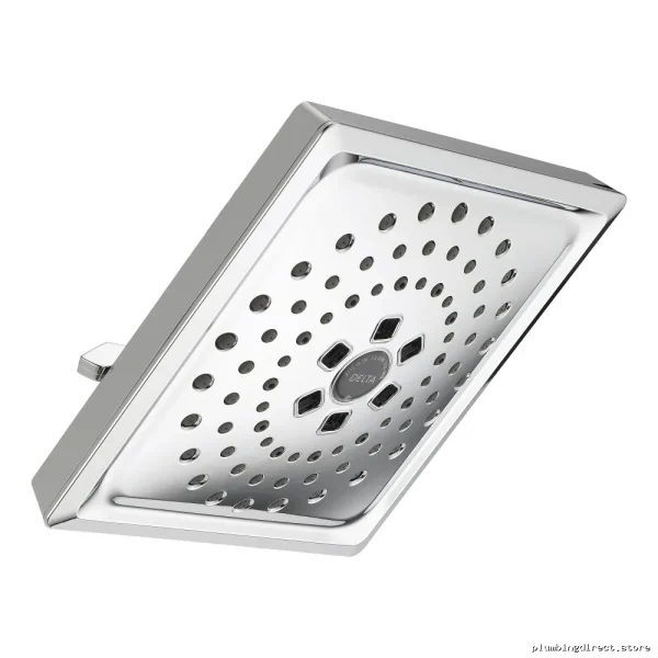 Delta Chrome Square Rainfall Shower Head - 3-Mode H₂Okinetic