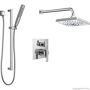 Delta Chrome 14 Series Square Shower Kit with Adjustable Stops DF-KIT23-PBS-WS