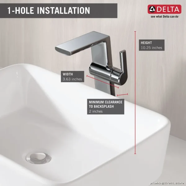 Delta Chrome Vessel Sink Faucet for Bathroom Vanity - Modern Design & Easy Installation - Image 2