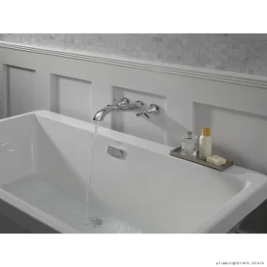 Delta Chrome Wall-Mounted Bathtub Filler Trim – Modern Design Model #T57-