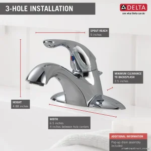 Classic Modern Centerset Bathroom Faucet - Chrome 520-PPU-DST Delta