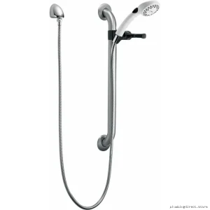 Commercial Hand Shower with Grab Bar & Elbow - Chrome/White Easy Install Delta