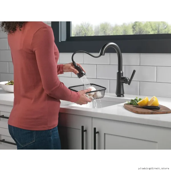 Delta Coranto 9979-BL-DST Bar Faucet with Pulldown Spray - Stylish Matte Black Finish - Image 3