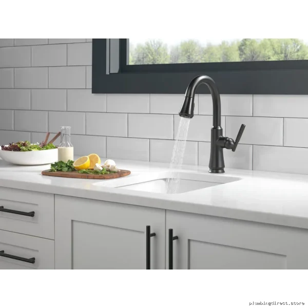 Delta Coranto 9979-BL-DST Bar Faucet with Pulldown Spray - Stylish Matte Black Finish - Image 5