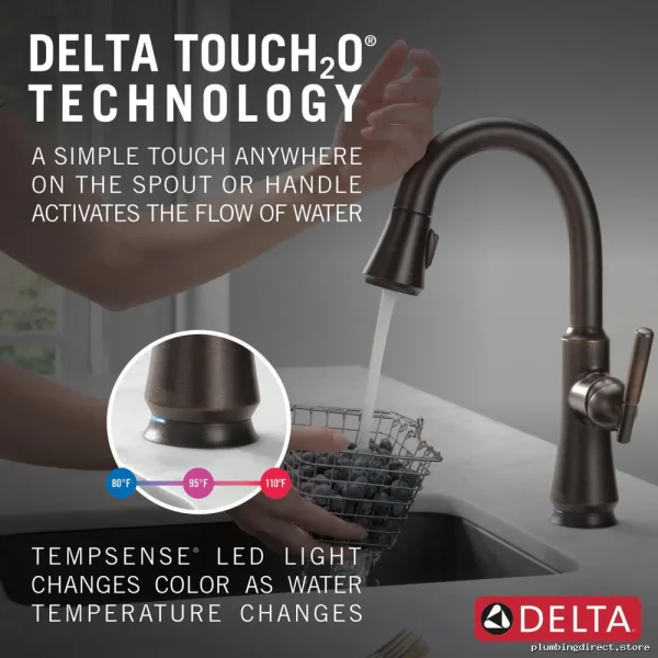 Delta Coranto 9979T-RB-DST Touch Bar Faucet - Venetian Bronze Pulldown Kitchen Sink Sprayer - Image 2