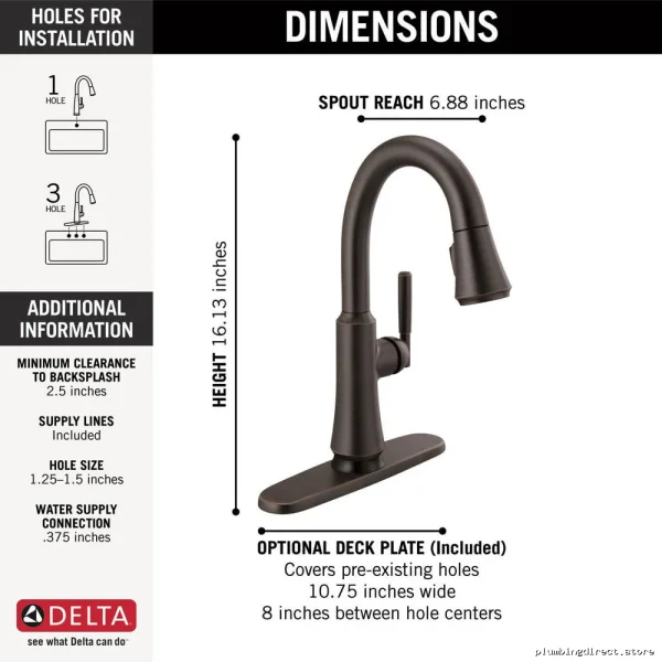 Delta Coranto 9979T-RB-DST Touch Bar Faucet - Venetian Bronze Pulldown Kitchen Sink Sprayer - Image 3