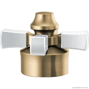 Delta Dorval Champagne Bronze Single Handle Faucet Kit with Porcelain Cross