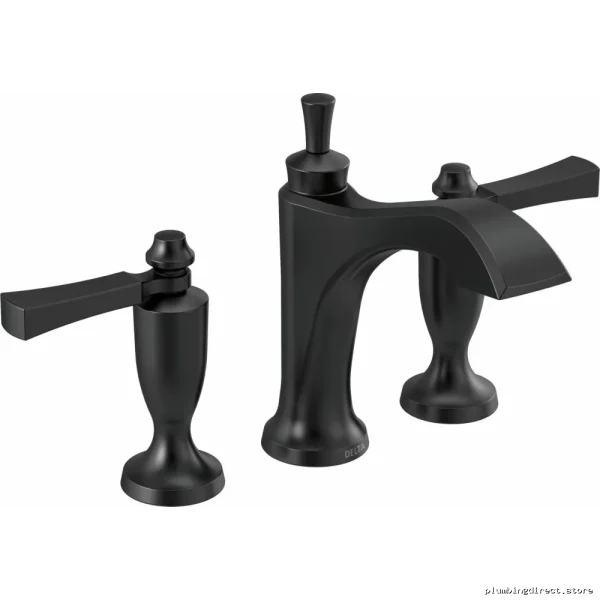 Delta Style Dorval Matte Black Contemporary Three-Hole Bath Tap – Sleek Lever Design - Image 2
