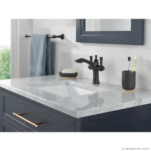 Dorval 2-Handle Lever Bathroom Faucet - Single Hole Monoblock Matte Black 856-BL-DST Delta