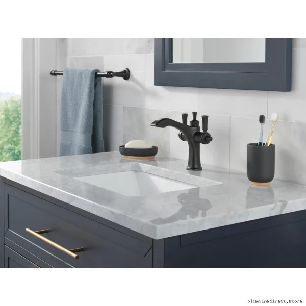 Dorval 2-Handle Lever Bathroom Faucet - Single Hole Monoblock Matte Black 856-BL-DST Delta