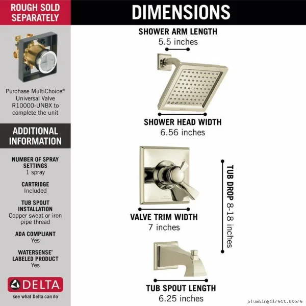 Delta Dryden 17 Series Polished Nickel Shower Trim - Image 2