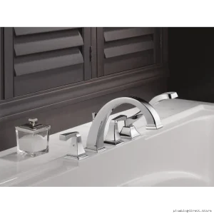 Delta Dryden Polished Nickel Roman Tub Faucet Trim Set with Handheld Shower