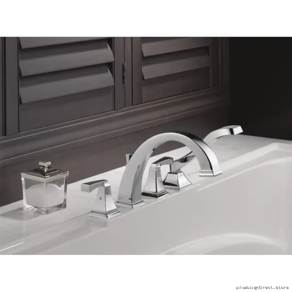 Delta Dryden Roman Tub Faucet Set with Handheld Shower in Champagne Bronze Finish - Image 3