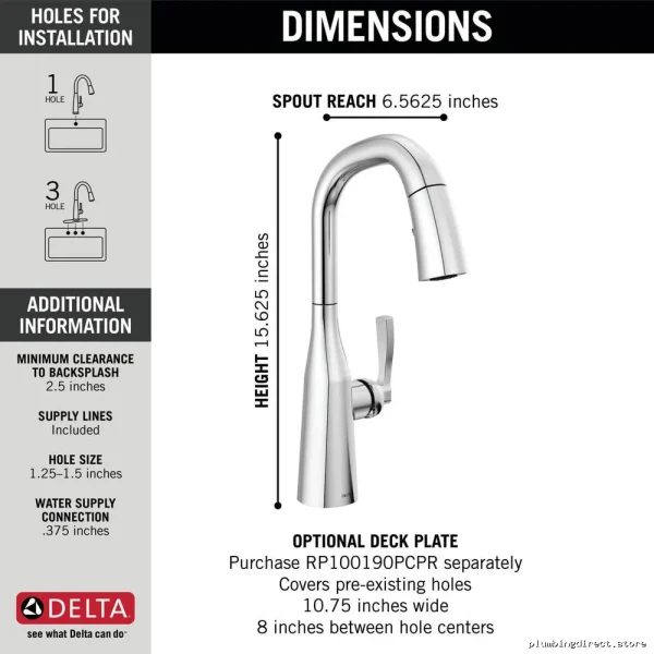 Delta Dual Function Bar Prep Faucet - Pull Down Spray & Lumicoat Chrome - Image 2