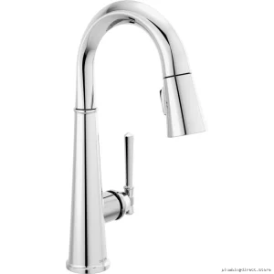 Delta Emmeline Bar Faucet with Pull-Down Spray - Lumicoat Chrome Finish 9982-PR-DST