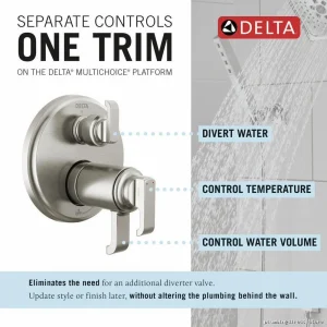 Delta Faucet Trim - Tetra TempAssure 17T Adjustable Temperature Diverter in Lumicoat Stainless Steel Model T2
