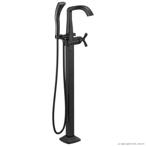 Stryke T47766-BLFL Delta Freestanding Floor Mount Tub Filler Trim - Matte Black Modern Design
