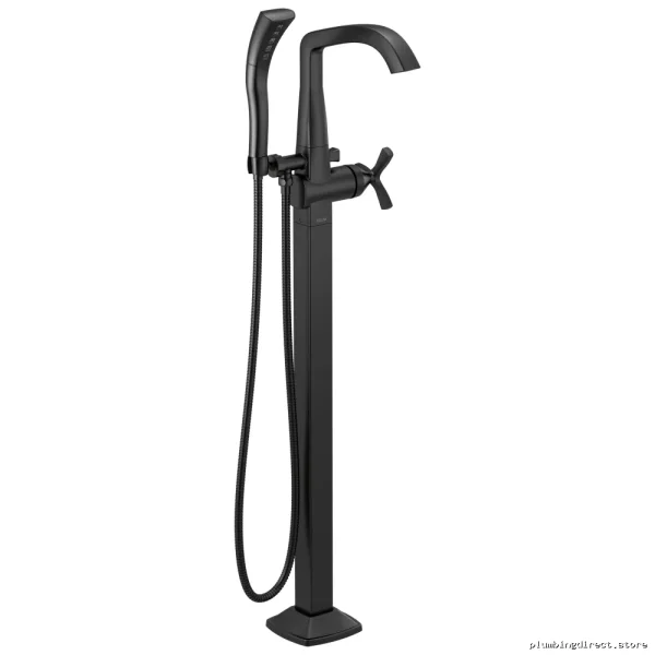 Stryke T47766-BLFL Delta Freestanding Floor Mount Tub Filler Trim - Matte Black Modern Design