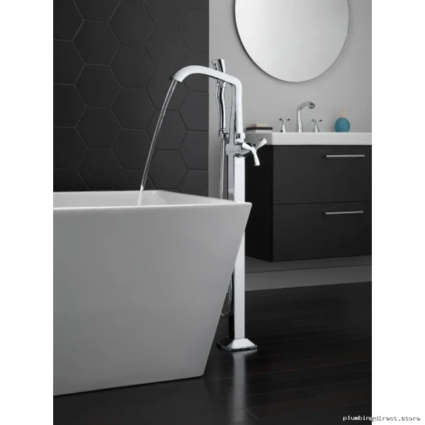Stryke T47766-BLFL Delta Freestanding Floor Mount Tub Filler Trim - Matte Black Modern Design - Image 2