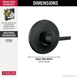 Valve Trim Kit for Delta Faucets - Galeon Monitor Series 14 Matte Black Finish T14072-BL Delta