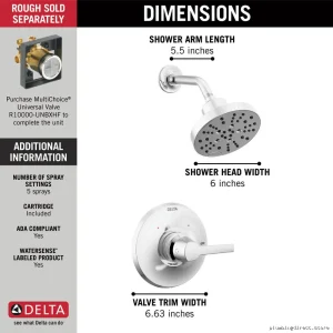 Delta Galeon Model MTR-HydroTech Water-Saving Shower Head w/Luminous Chrome