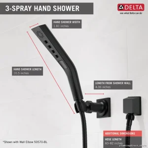 Delta Pivotal H2Okineic High Pressure Handheld Shower - Three Spray Modes in Matte Black
