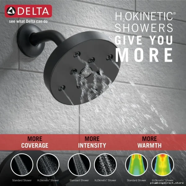 Delta H2Okinetic High-Efficiency Matte Black Shower Head - Image 3
