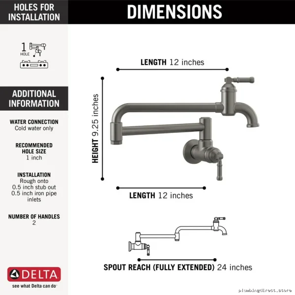 Heavy Duty Black Stainless Steel Kitchen Sink Pot Filler By Delta