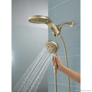 Delta HydroRain 5-Setting Shower Head with Handheld in Champagne Bronze
