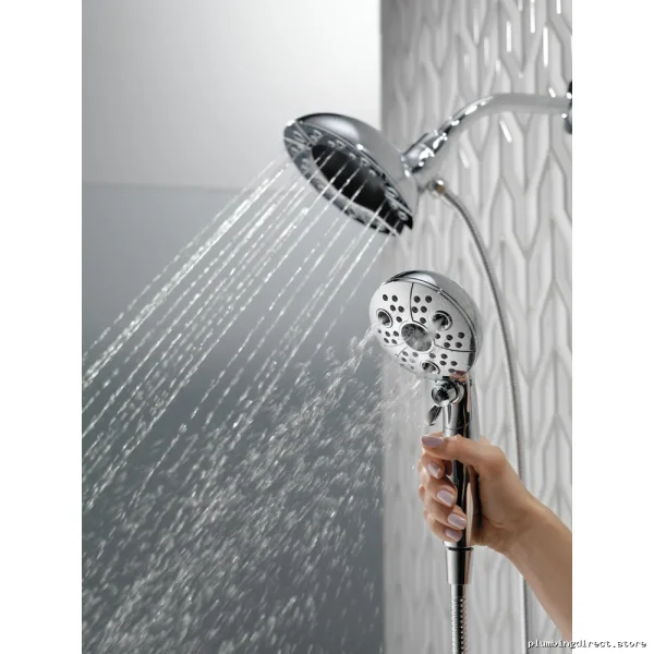 Chrome Two-in-One Hand Shower & Shower Head with 5-Setting H2Okinetic Technology | In2ition 58480-PK Delta - Image 2